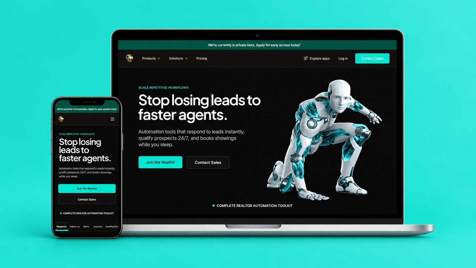 Realtor Bot desktop and mobile design preview